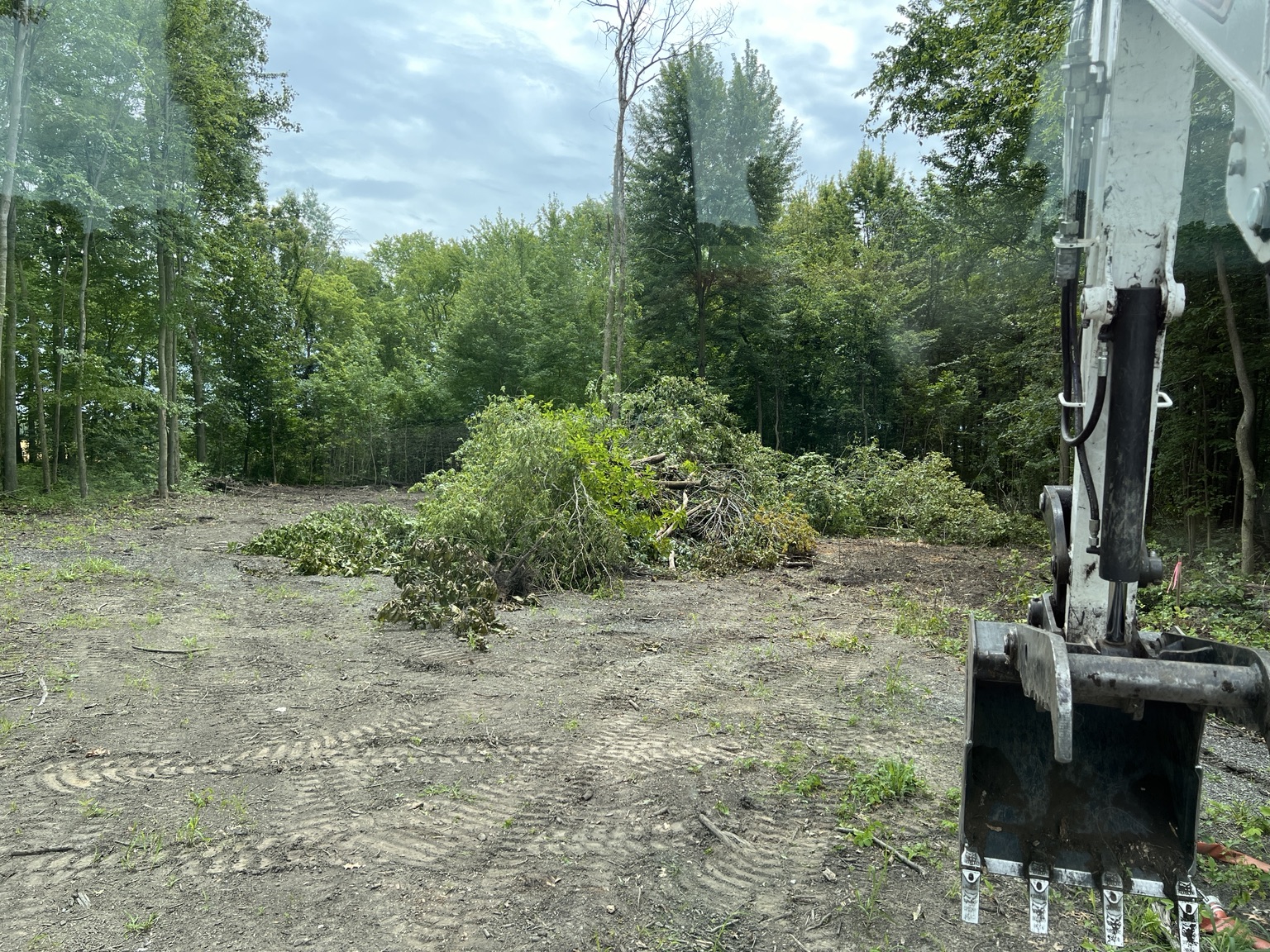 Excavator at a land clearing job